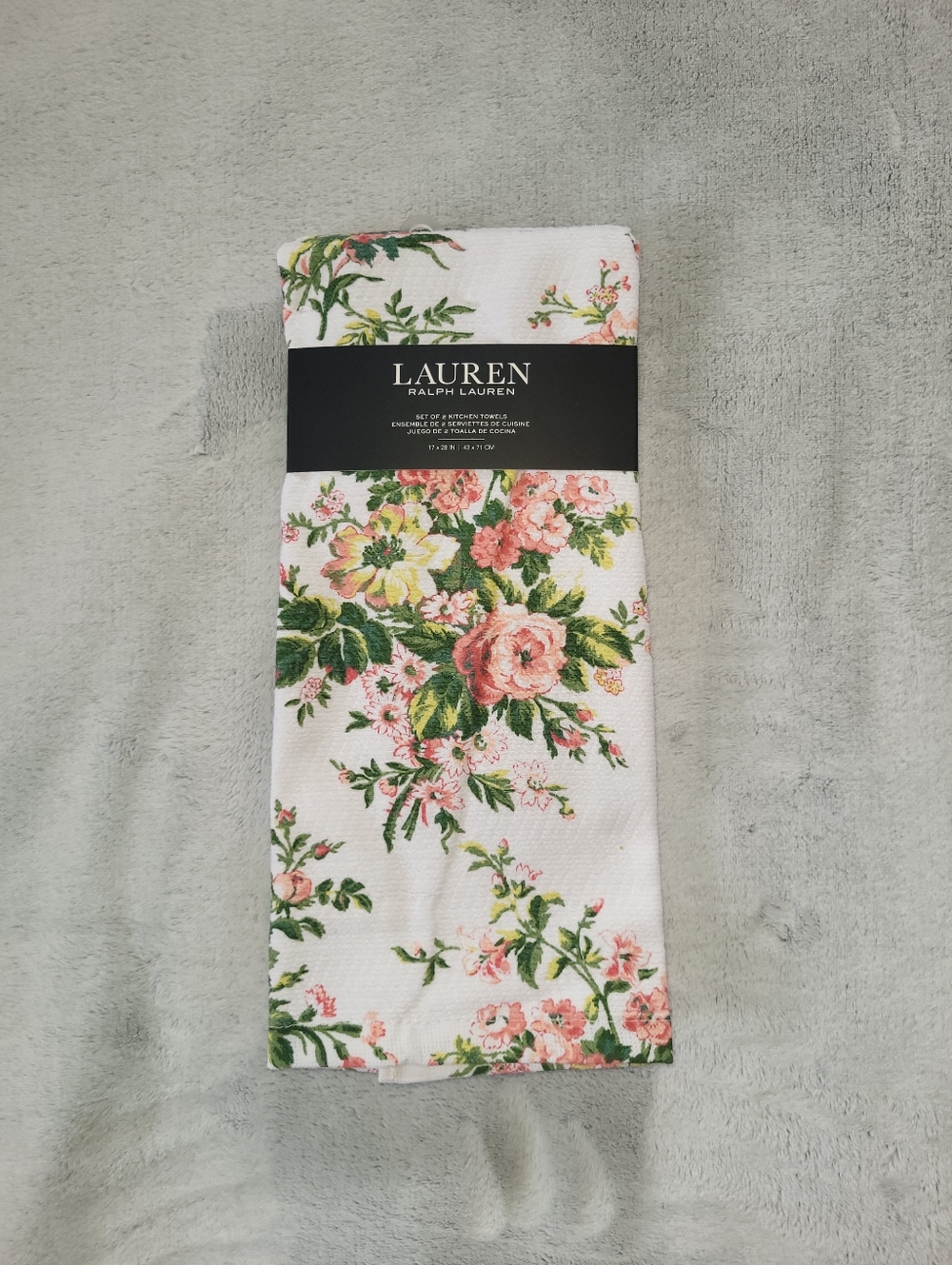 Ralph Lauren Set Of 2 Kitchen Dish Towels Floral Flowers Cottagecore
